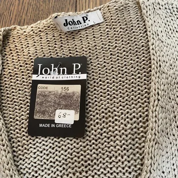 (3) John P. cardigan sweater & pullover L womens NWT Greece tan pink black - Picture 7 of 12
